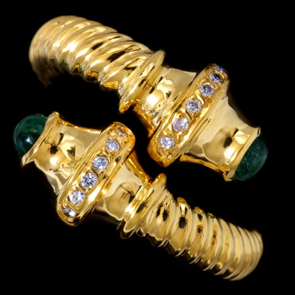 78862-245【Candame】Emerald 絶品Diamond 18K Ring SPAIN New