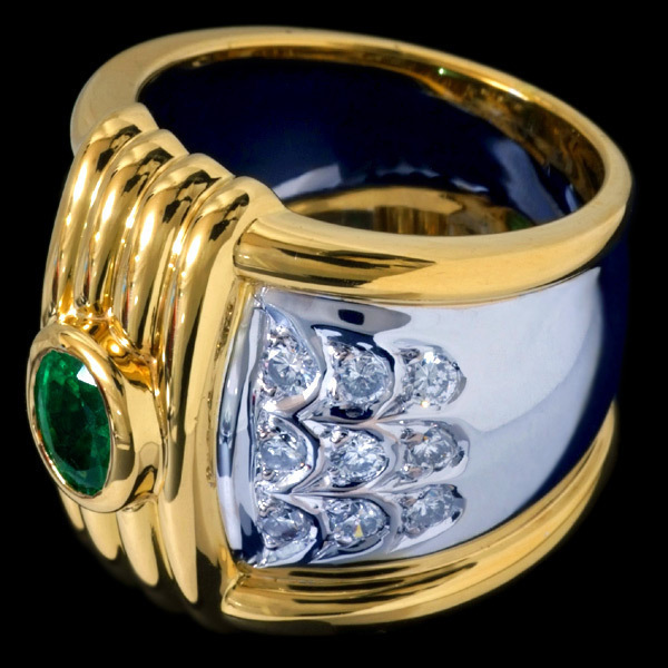78862-109【Candame】Emerald Diamond 18KWG/YG Ring SPAIN