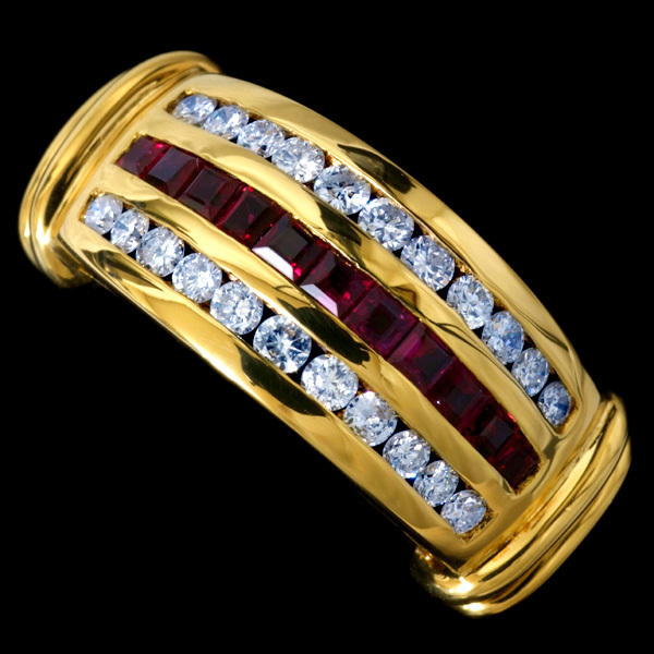 78862-134【Candame】Ruby Diamond 18K Ring SPAIN New 8.3g