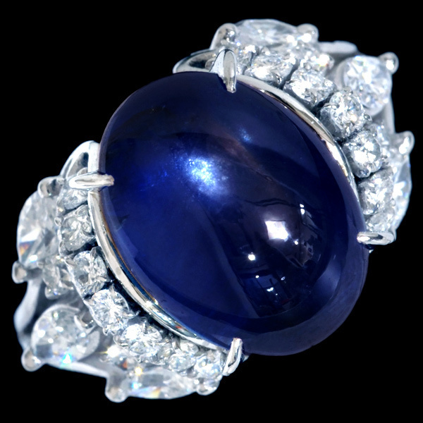 B6403 美しい大粒スターサファイヤ９．０５ct 天然絶品ダイヤモンド０．９１ct 最高級Pｔ900無垢リング