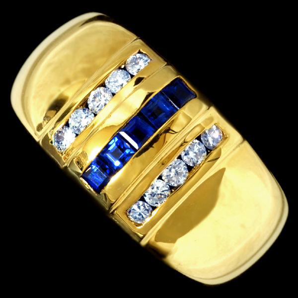 78862-186【Candame】絶品Diamond Sapphire 18K Ring SPAIN New