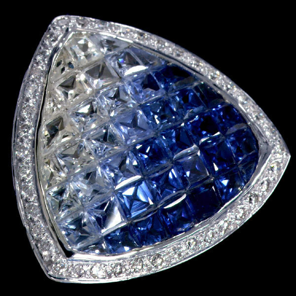 83379 天然サファイア３．８２ct 美しい天然ダイヤモンド０．１８ct 最高級18金WG無垢ペンダントトップ 新品