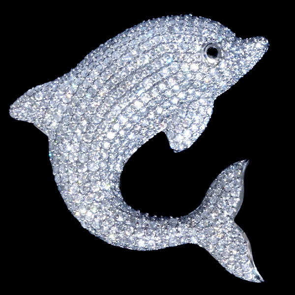 B0952【Dolphin】天然上質ダイヤモンド２．７５ct 最高級18KWG無垢セレブリティブローチ/ペンダントトップ 新品