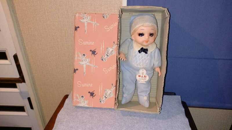 当時物 抱き人形 スミレ人形 研究所 名古屋 フランス人形 箱付 タグ付 昭和 レトロ レア 希少 人形 ソフビ