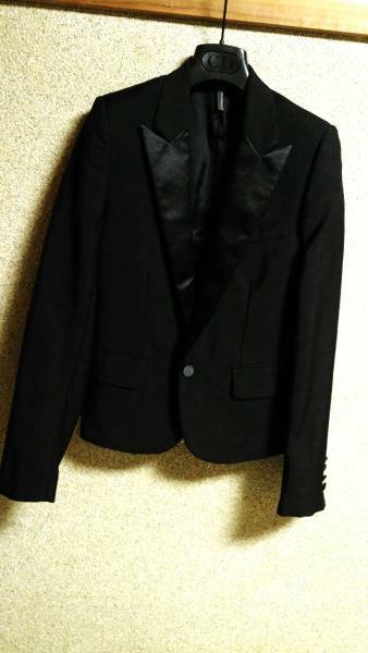 国内正規良 Dior Hommeディオールオム スモーキングチューブジャケット黒 最小40 メンズ スーツ 7H エディ ショートテーラードJKT ブラック