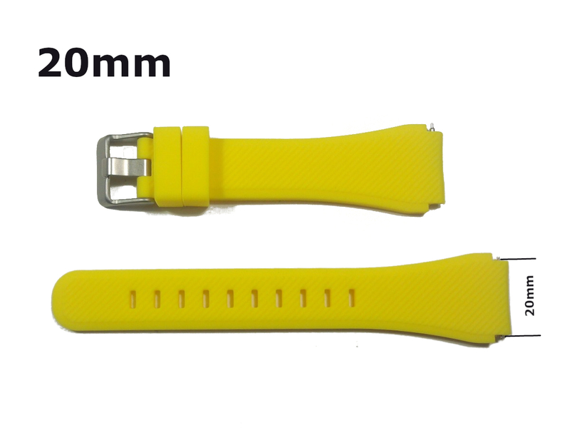 20mm イエロー 黄色 交換用時計ベルト 工具不要 ダイバー 系から通常の防水時計まで シリコンラバー製 腕 時計バンド