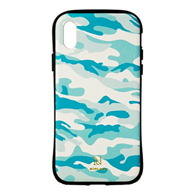 【在庫処分】 NATURAL design iPhoneX Xs (5.8インチ) ケース カラフルカモ TURQUOISE ターゴイズ 衝撃吸収 耐衝撃 カードポケット付