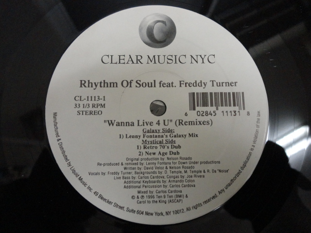 Rhythm Of Soul ft. Freddy Turner Wanna Live 4 U オリジナル原盤 US12 アップリフト Lenny Fontana VOCAL HOUSE 視聴