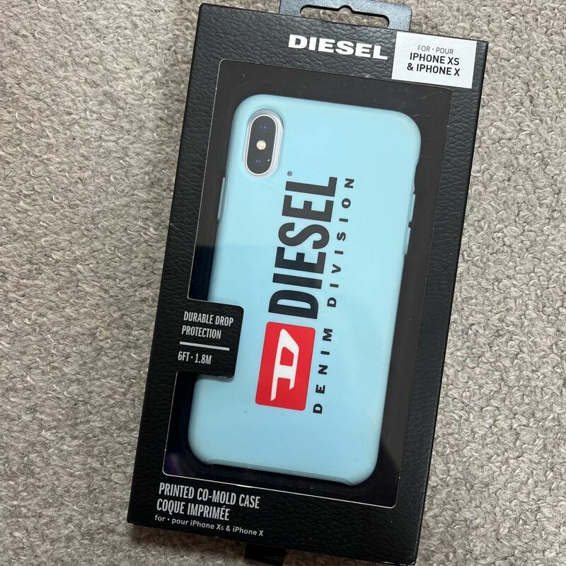 匿名配送 送料無料 Diesel iPhone X/XS ケース ディーゼル ブルー 水色 カバー 中古品 ブランド