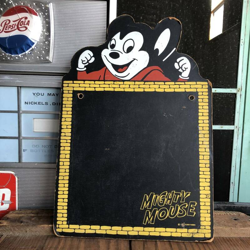 即決 70s Terrytoons Mighty Mouse マイティーマウス チョークボード 黒板 ヴィンテージ テリートゥーン アメトイ