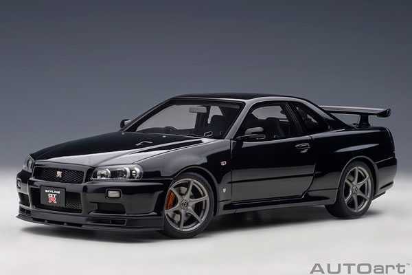 送料無料　AUTOart 1/18 ニッサン スカイライン GT-R (R34) Vスペック II ブラックパール 