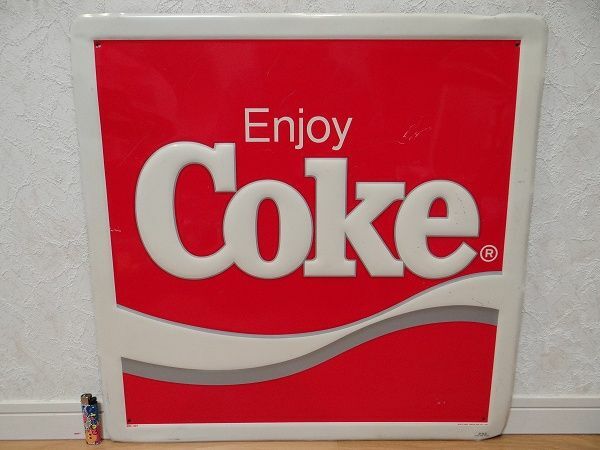 非売品 ビンテージ Enjoy Coke コカ・コーラ 看板 ホーロー 61×61cm レトロ 昭和 当時物