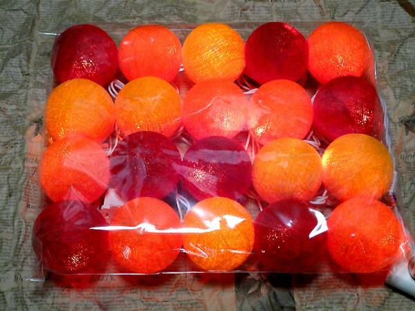 ボールライト（コットン素材）◆ オレンジカラー ◆　タイ王国製　