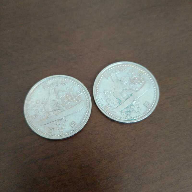 1998年 長野オリンピック 記念硬貨／500円硬貨 2枚　五百円　平成9年　スノーボード