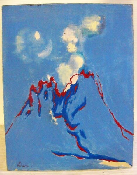 キャンバス　段村一美　「月夜の櫻島」　F6　【K100】