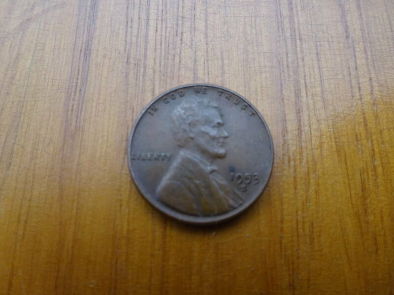 アメリカリンカーンONE CENT 1953-Sウィート　銅貨古銭コイン