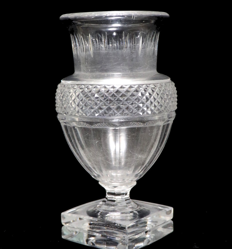 オールド・バカラ (BACCARAT) 超希少 大型 花瓶 18.5cm ヴィンテージ ダイヤモンドカット ディアマン 壺 フラワーベース インテリア 置物