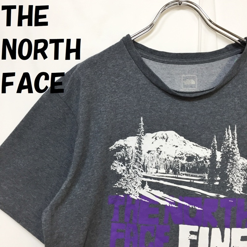 【人気】THE NORTH FACE/ノースフェイス 半袖Tシャツ クルーネック プリント コットン グレー サイズXL/S3651