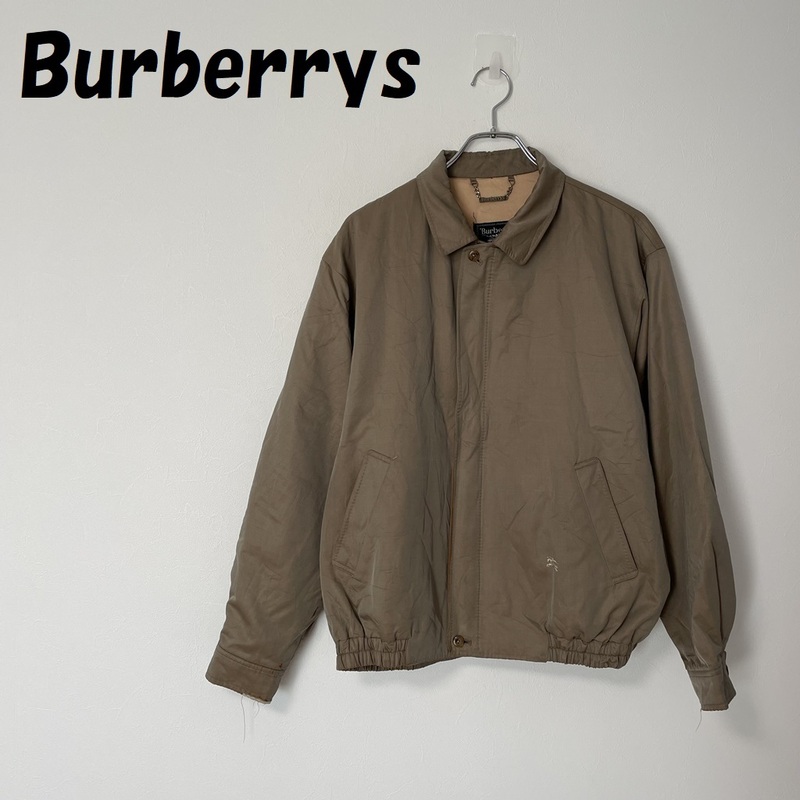 【人気】Burberrys/バーバリー ワンポイント刺繍 ブルゾン シルク混 オリーブグリーン サイズL/A3375