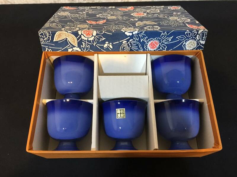 『 湯呑 小鉢 』 D-4　5客セット 湯のみ 陶器 食器 高台 応接品 茶道具 煎茶道具 セトモノ 器 雑貨 アンティーク ★古時家★