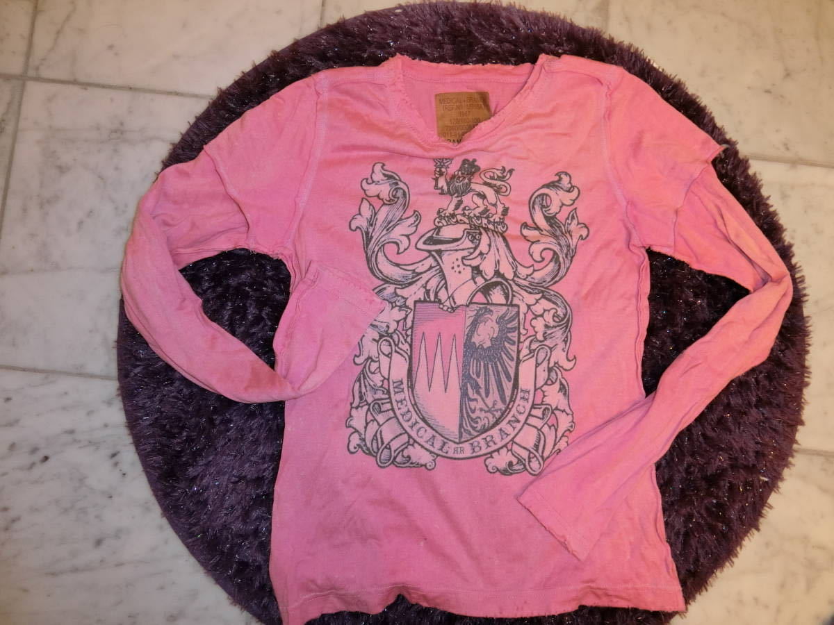 メディカルブランチ　ダメージTシャツ　レイヤード風　size S ピンク