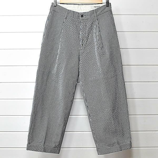 オムニゴッド TUCK WIDE TROUSERS ヒッコリー ワイドパンツ 3 OMNIGOD｜21f1718*A