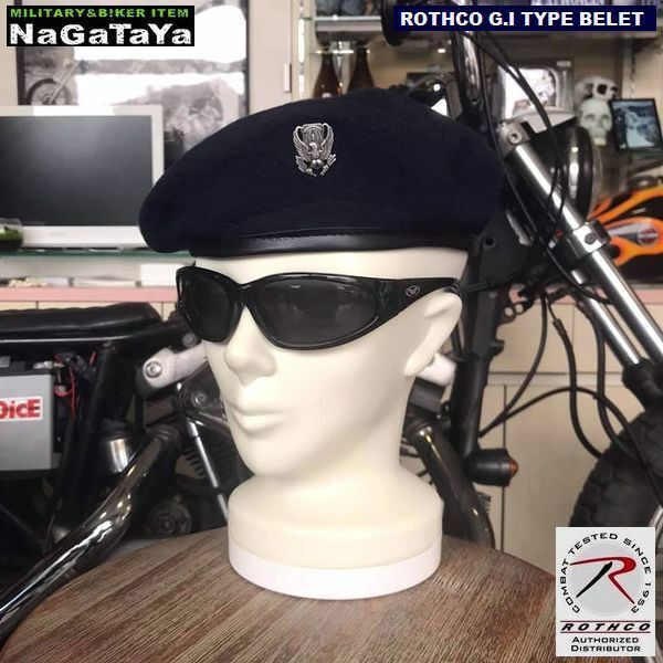 ROTHCO ロスコ GIタイプ 軍用ベレー帽 裏生地付 本物の軍章ピンズ付 ネイビー 7.1/4(Mサイズ)　紺色 外人部隊 平和 反戦 USA