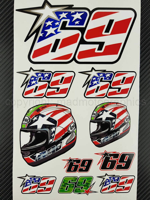 Nicky Hayden 69 decals ニッキーヘイデン ステッカー シール レーサー ヘルメット セット