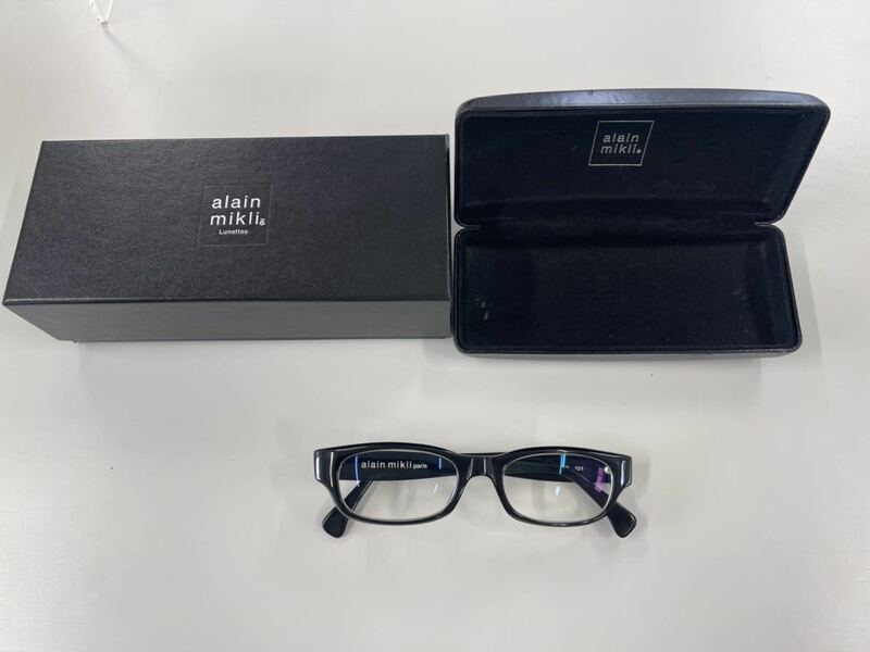 希少 廃盤alain mikliアランミクリ フランス製 ハンドメイド メガネ 眼鏡 アイウェア 1751 COL101 キムタクモデルセルフレーム ブラック