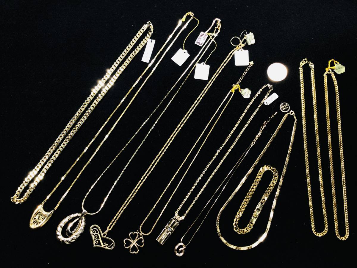 【タグ付き・未使用品・美品】18KGP ゴールド メンズ＆レディース ネックレス ペンダント ブレスレット、喜平デザインなど 色々、まとめて
