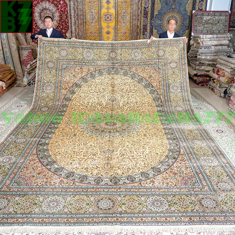【贅沢敷物】ペルシャ 絨毯 シルク★310ｘ442ｃｍ 100％ ハンドメイド カーペット ラグ 住まい インテリア 応接間 リビング 高級 装飾 X64