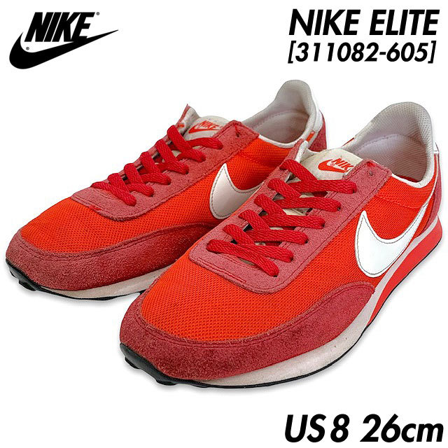 希少■NIKE (ナイキ) ELITE エリート ランニングシューズ スニーカー 赤白 (レッド/ホワイト) US8 26㎝ [311082-605]ワッフル ヴィンテージ