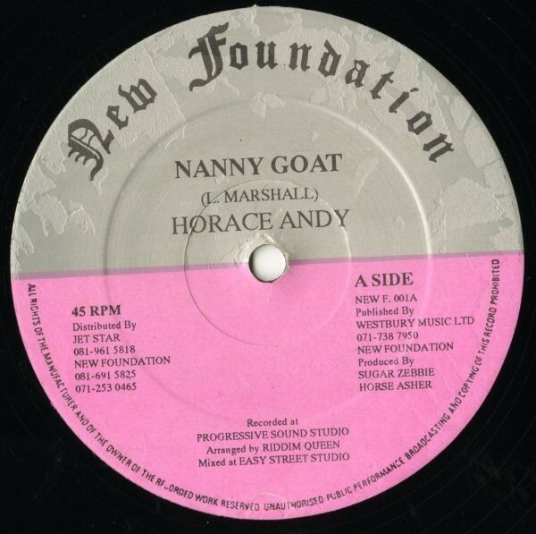 UK盤 12インチ Horace Andy／Nanny Goat【New Foundation】Larry Marshall名曲ダンスホール・カヴァー！90s DANCEHALL 45RPM.