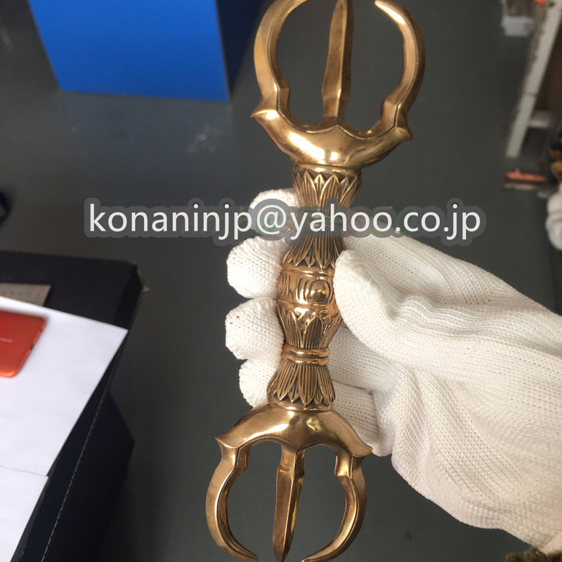 新入荷★密教法具 寺院用仏具 真言宗 金剛杵 三鈷杵 仏具 銅製 磨き仕上げ 長さ22cm