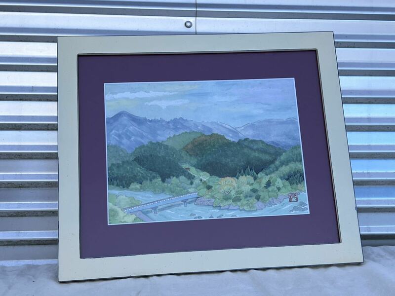 ◆真作　水彩画　TAKI 坪谷川のスケッチ　若山牧水のふるさと◆A-2467