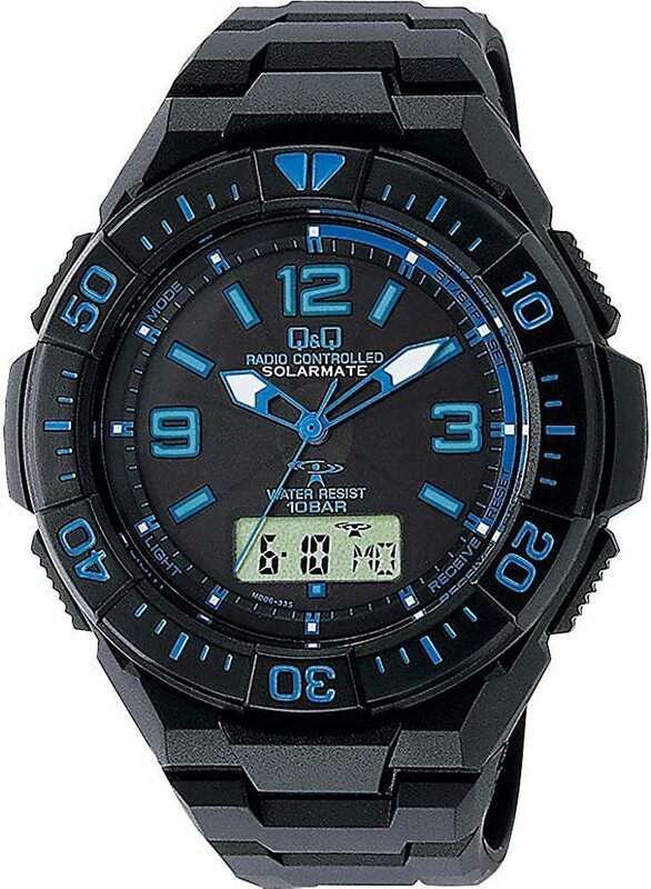 送料無料 腕時計 シチズン 電波ソーラー クロノグラフ 10気圧防水 メンズ MD06-335 メンズ ブラック × ブルー/3509