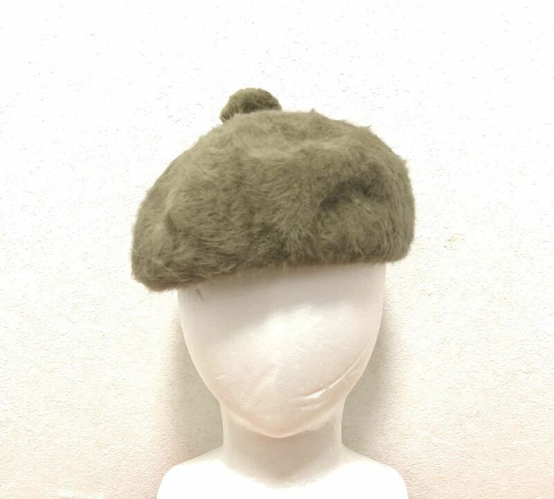 KANGOL ベレー帽 MADE IN ENGLAND カンゴール DESIGN REGD カーキ ファー ヴィンテージ