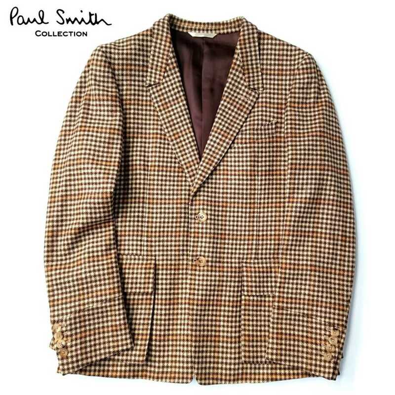 超稀少 Paul Smith COLLECTION ポールスミスコレクション 最高級ウィンドウペンガンクラブチェックウール2Bテーラードジャケット L 極美品