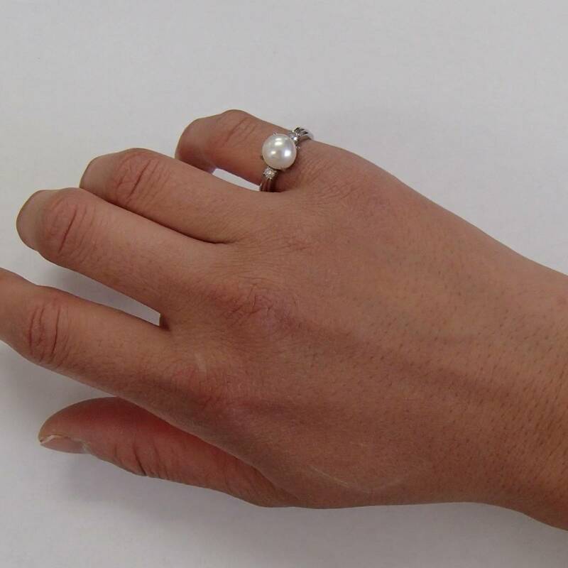 8号 8㎜玉 真珠 pt900 リング ダイヤモンド プラチナ 900 指輪 パール ダイヤ 