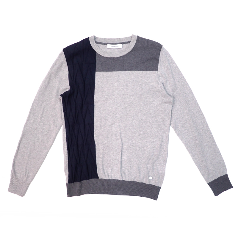 5FP 良品 HAMAKI-HO ハマキホ コットン100％ 長袖セーター サイズM グレー×ネイビー