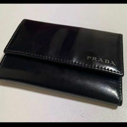 極美品 ■ PRADA プラダ 6連キーケース レザー エナメル革 ブラック