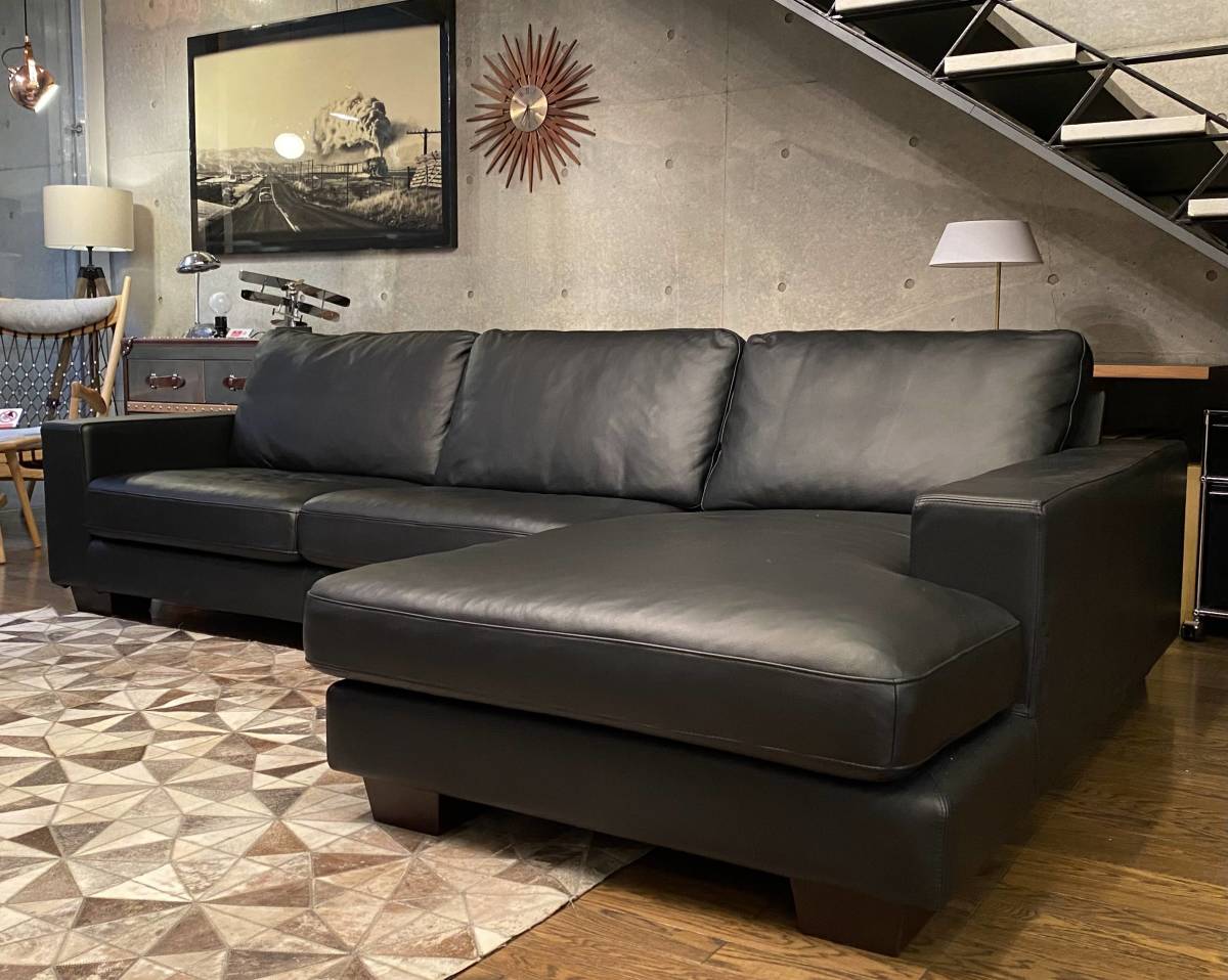 95万円 極上！Moda Sofa 280cm(検索 総革,カウチソファー,シェーズロング,イタリア,ミッドセンチュリー,カッシーナ、B&Bなどとも相性良,