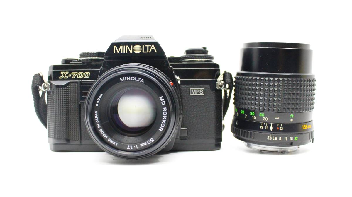 ★美品★MINOLTA ミノルタ X-700 MD ROKKOR 50mm F1.7 MD TELE ROKKOR 135mm F3.5 レンズセット！ 一部訳あり品 OK4245
