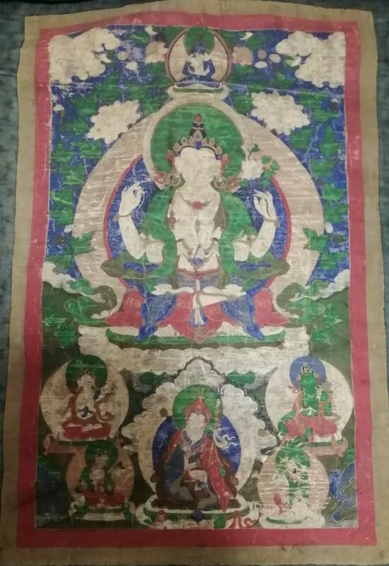 時代 チベット タンカ 唐か 曼荼羅 仏画 挂軸 肉筆 仏画 佛画 仏教美術曼荼羅寺院仏教経典法具