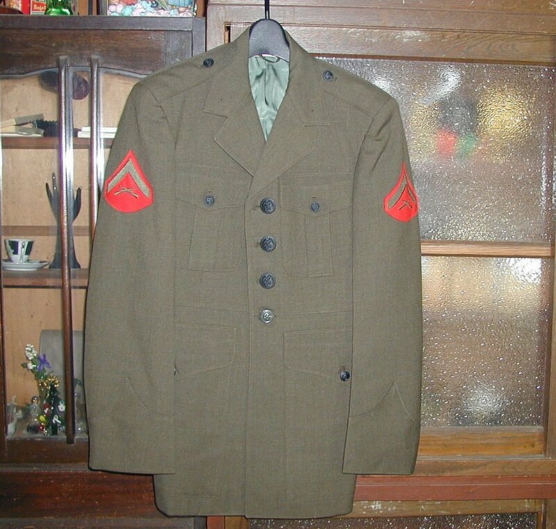 ** US マリーン アメリカ 米軍 制服 海兵隊 ジャケット ビンテージ 緑 // US Marine Corps Uniform Wool Military Jacket Coat