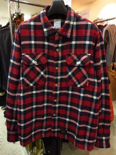 WTAPS ダブルタップス 15AW VATOS L/S 02 コットンチェックネルシャツ 赤 レッド RED M