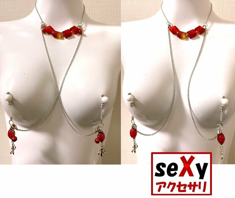 【ハンドメイド】seXyアクセサリ★ネックレス＆ニップルチャーム　SNN128