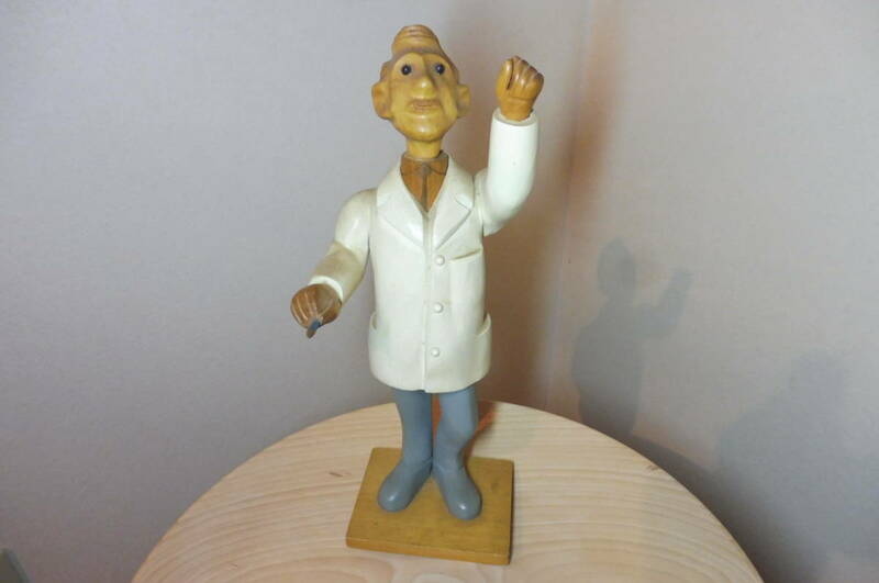 当時物 1970 ヴィンテージ イタリア製 ROMER社 ロメール 木製 人形 研究者 置物 オブジェ アンティーク 医者 ハンドメイド 彫刻 70s