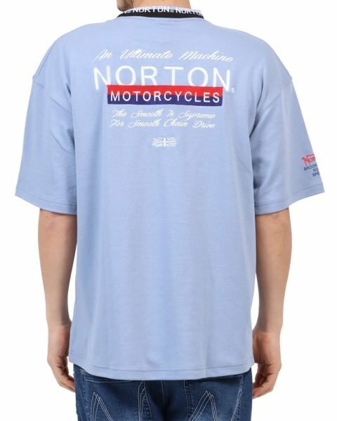 Norton ノートン Tシャツ 222N1007 DRY 衿 ジャカード ロゴ デザイン 半袖Ｔシャツ ブルーグレー M 新品