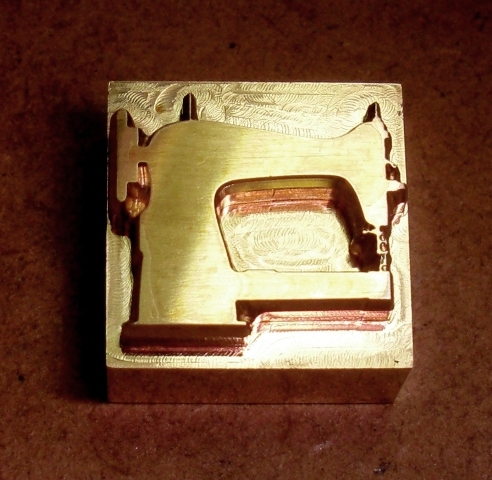 焼印・刻印 真鍮製15mm角 　ミシン　Sewing machine